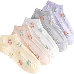 5 Pairs Ankle Socks for Women Non Slip Cotton Socks No Show Socks Classic Low Cut Casual Socks, Multicolour, Free Size-image-44