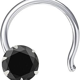 JSAJ Wire Nose Pin in Pure 92.5 Sterling Silver STONE NOSEPIN-image-10