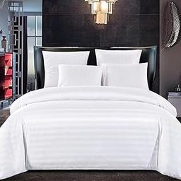 Golden Home King Size Bedsheet 6pcs One Set, High Cotton Quality Bedding Set Duvet Cover Set (White, Queen Size)-image-54