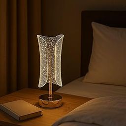 Noridy Crystal Table Lamp,Mettalic Gold,Touch Control,3 in 1 LED Light Color Change,USB Rechargeable,Luxury Decor for Home,Living Room,Best for Gifting (Table lamp)-picture-10