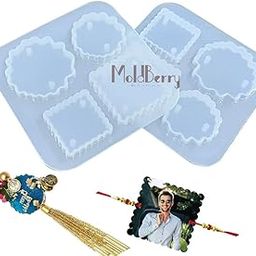 MoldBerry Resin Mould for Jewelry Art Multi Design Wavy Big & Small Round Square Shape Mold Combo for DIY Resin Casting Necklace & Keychain Pendant Making Pack of 2-image-94