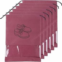 Non-Woven Travel Shoe Cover for Storage Set of 6 | Shoe Bag | Shoe Cover for Travelling | Big Size Single (12 x 16 Inches) with Transparent Window (Maroon, Pack of 6)-image-84