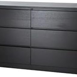 Malm Chest of 6 Drawers,160x78 cm (63x30 3/4 ") (Black-Brown)-26