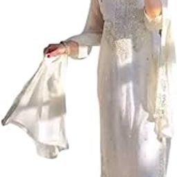 Women's Georgette Embroidery Sequence Work with Rivet Moti Work Straight Kurti with Pant and Dupatta Set-image-37