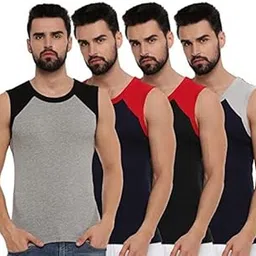 ramraj cotton solid sleeveless gym vest for men pack of 4-picture-25