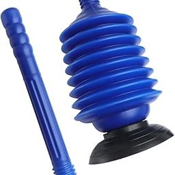 HOOTNEE High Pressure Toilet Plunger for Bathroom Professional Accordion Design for Clog Removal Ergonomic Handle Use Blue-image-4