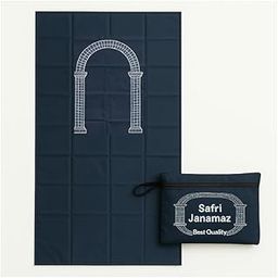 Janamaz Travel Prayer Mat with Pouch (Dark Blue Color) | Pocket Friendly | Muslim Prayer Mat | Pack of 1-image-56