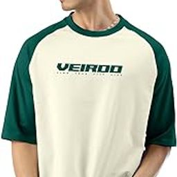 100% Pure Cotton Round Neck Cool Front Chest Typographic Logo Printed Raglan Sleeve T-Shirt for Men (Colors: White, Black, Swanwhite, Beige & Grey)-picture-16