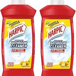 Harpic Bathroom Cleaner Liquid, Lemon - 1 Litre (Pack of 2) | New Thicker Bathroom Floor Cleaner | Red Harpic Bottle-image-65
