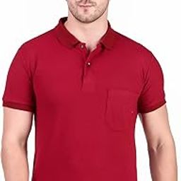 Regular Fit Half Sleeve Polo T Shirt for Men with Pocket Polycotton Multicolors (M, Maroon)-image-100