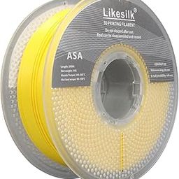 Likesilk 3D Printer Filament ASA Yellow 1KG, Neatly & Strong 1.75mm Filament for 3D Printing, Accuracy +/- 0.02mm 1KG Spool(2.2lbs)-85