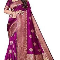 Women Banarasi Jacquard Saree | Traditional Ethnic Silk Blend with Zari Woven Design | Elegant Indian Cultural Attire in Attractive BUTA WINE Color-image-76