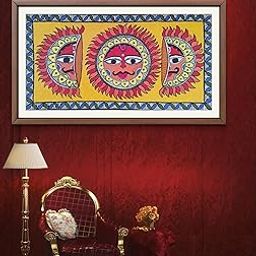 BHARAT ART BAZAAR | Vibrant Handmade Madhubani Sun Art Painting - Traditional Indian Folk Wall Decor | Handcrafted Home D�cor Wall Art (Handmade Artwork) | 12" x 21"-picture-7