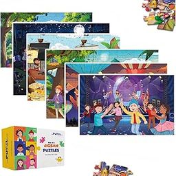 The Puzzl Co - Set of 6 Jigsaw Puzzles for Kids Age 6+ Years (150 Pieces Each) | Music Festival, Hot Air Balloon, Hiking, Star Gazing, Picnic & Treasure Hunt | Perfect Toy Gift for Kids & Adults-image-36