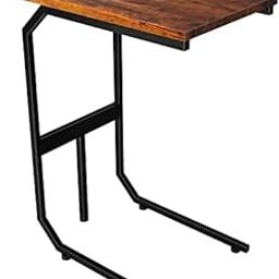 INDIAN DECOR. 48178 Sofa End Table,C Shaped Side Table for Small Spaces TV Tray Table with Metal Frame, Couch Tables That Slide Under for Living Room, Bedroom, Office, Black-picture-7
