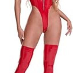 Latex Zip Bodysuit with Legs Full Body Shiny Catsuit Wet Look Zipper One-Piece Lingerie for Cosplay & Clubwear-image-69