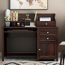 GF Furniture Solid Wood Study Desk with Hutch | Computer Table with Drawers & Cabinet | Dark Finish Office Desk for Home & Work-image-31