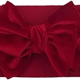 SYGA Baby Headbands Soft Velvet Bow Strechable Hairbands Newborn Infant Toddlers Kids 0-3 Years (Red)-image-28