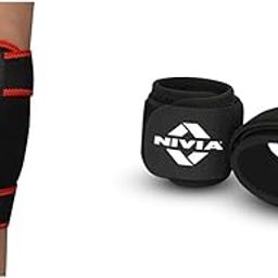 Nivia Neoprene Wrist Support, Pack Of 2 (Black) Adjustable Knee Support (Black)-image-90
