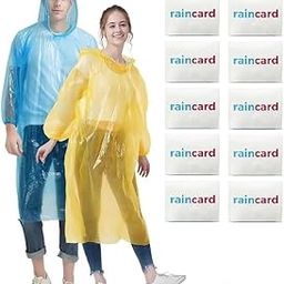 (10 pcs Unisex Disposable Rain Card for Emergency Use Waterproof with Smallest Pocket Size| Easy to Carry & and Reusable 2 3 time wear Thin Plastic Multi Color Free Size-22