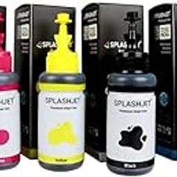 Splashjet T673 Compatible Refill Ink for Epson L805, L800, L1800, L810, L850 Printer - Compatible Ink Bottle for Epson T673 Ink Code (70gm x C/M/Y/Bk/LC/LM) Ink Color (Set) - 501717-11