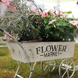ATORSE Flower Trolley Wagon Planter Rustic Outdoor Garden Planter for Home Porch Patio-image-4