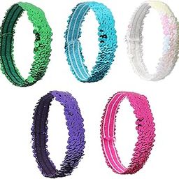 Sparkling Sequin Stretchable Casual/Party Headband Combo Set For Women, Girls, Babies (HairAccessory0054) Pack Of 5 Pcs-picture-27