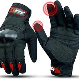 Autofy F.L.E.X Bike Riding Gloves Suede Leather TPR Knuckle Guards Touchscreen Compatibility Hand Gloves for Bike - Bike Gloves Men Bike Accessories Washable (Red) (M)-image-34