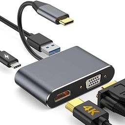 USB C to HDMI Adapter 4 in 1 USB C HUB with 4K HDMI, VGA, Type C & USB 3.0 Converter Charging Cable Port Adapter Compatible with Android, Laptop, Mak, PC etc.-13