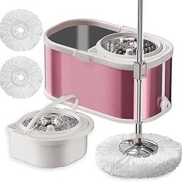 SYSVENT The Future Microfiber Spin Mop, 360° Spining Mop and Bucket Set for Cleaning with Extra Refills, Trueclean Mop Bucket System, Microfiber Floor Cleaner Adjustable Mop Handle-image-1