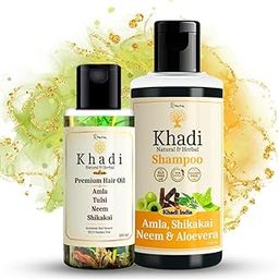 KHADI Amla, Tulsi, Neem, Aloe-Vera & Shikakai Premium Shampoo & Hair Oil Combo | Hair Cleanser & Dandruff Prevention | SLS, Sulfate & Paraben Free-9