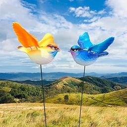 ARUNA DECOR PVC & Metal Colourful Birds Set of 2 Garden Decoration Outdoor Sticks Lawn Decor Garden Decor Outdoor Decor Stick 14x5x13 cm (Blue & Orange Birds)-image-84