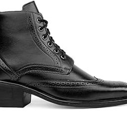Men's 2 Inch Heel Height Increasing Formal Casual Brogue Boots-image-26