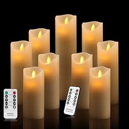 Antizer Flameless Candles Set of 9 Ivory Dripless Real Wax Pillars Include Realistic Dancing LED Flames and 10-Key Remote Control with 24-Hour Timer Function 400+ Hours by 2 AA Batteries-image-53