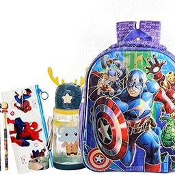 Superhero School Bag For Boys With Calculator Pencil Box Stationery Combo Set For Kids School Supply Gifts Set (Set Of 7),multicolor-image-35
