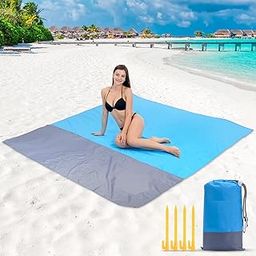 Sandproof Beach Blanket - 83”X 79”Emergency Beach Blanket Oversized Fits for 4-7 Adults, Large Waterproof Beach Mat, Lightweight Outdoor Mat for Travel, Camping, Hiking, Outdoor-image-78