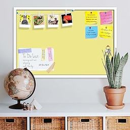 ArtzFolio Yellows Family Khaki Colour | Bulletin Board Notice Pin Board | Vision Soft Board Combo with Thumb Push Pins & Sticky Notes | White Frame | 18 x 12 inch (46 x 30 cms)-21