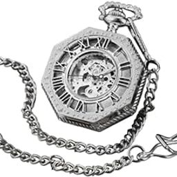 CALANDIS™ Roman Numerals Scales Gift Vintage Pocket Watch for Holiday Boys Fathers Day Silver | Pocket Watches | Watches Parts & Accessories-image-5