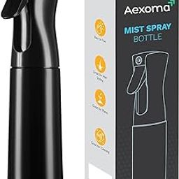 Aexoma Continuous Mist Spray Bottle, 300ml, Multi-Purpose for Hair Styling, Plants, Cleaning, Black (Pack Of 1)-11