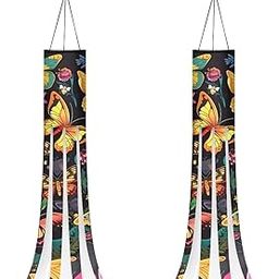 Psesaysky Windsock Washable Butterfly Windsock Flag with Tails Soft Quick-Drying Wind Sock Home Decoration for Holiday 2 Pieces Easy for Hanging-image-21