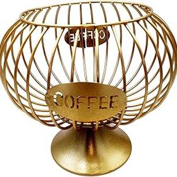 Coffee Holder Iron Kitchen Storage Basket Organizer Container L Gold-picture-21