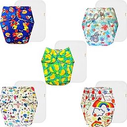 Dumbledo Premium Cloth Diaper with Cotton Insert (Pack of 5) | Dry Feel and Comfortable | Reusable & Washable | Adjustable Snaps | Designed by Moms | 3 Months – 3 Years | Unisex Baby-image-97