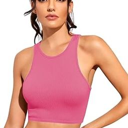 Ribbed Yoga Crop Top – High Neck Racerback Tank Top Activewear for Women-image-87
