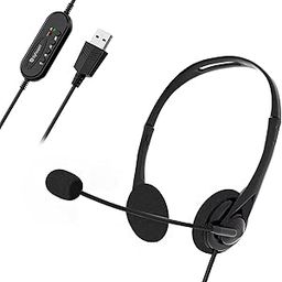 BigPassport USB Wired On-Ear Headphones with Mic | Stereo Headset with Microphone for Laptop, PC, Office, Skype, Online Classes, Calls, Interview, Zoom, Teams – USB Audio – Pro-Tech 491-14