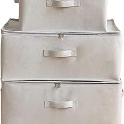 Closet Organizer and Storage Foldable Storage Bag for Clothes, Blanket Canvas Material 2 Large 1 Small (PACK OF 3)-image-26