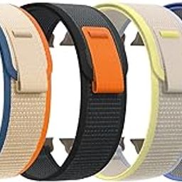 Sounce Trail Loop Band for iWatch Ultra 2/Ultra, 49mm 45mm 44mm 42mm, Nylon Weave Sport Loop Adjustable Strap, Compatible with iWatch Series 9 8 7 6 5 4 3 2 1 SE, 4-Pack-30