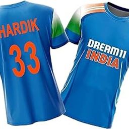 Sports India ODI Cricket Team Jersey HARDIK 33 T-Shirt 2025/26(Kids,Boys& Men)-image-87