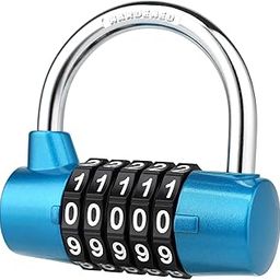 Toriox Combination Padlock, Gym Locker Locks with Code for Securing Indoor Valuables 5 Digit Combination Padlock, Safety Padlock, Safety Lock, Luggage Locker, Wardrobe, Gym Locker (Blue)-52