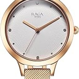 Raga Memoirs Quartz Analog White Dial with Rose Gold Color Metal Strap Watch for Women/NT2754WM01-image-30