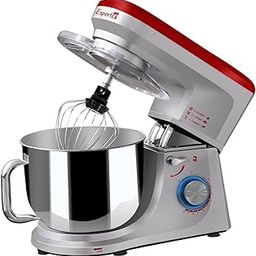 INALSA Stand Mixer Professional Esperto-1400W | 100% Pure Copper Motor| 6L SS Bowl| Includes Whisking Cone, Mixing Beater & Dough Hook (Silver/Red)-image-46